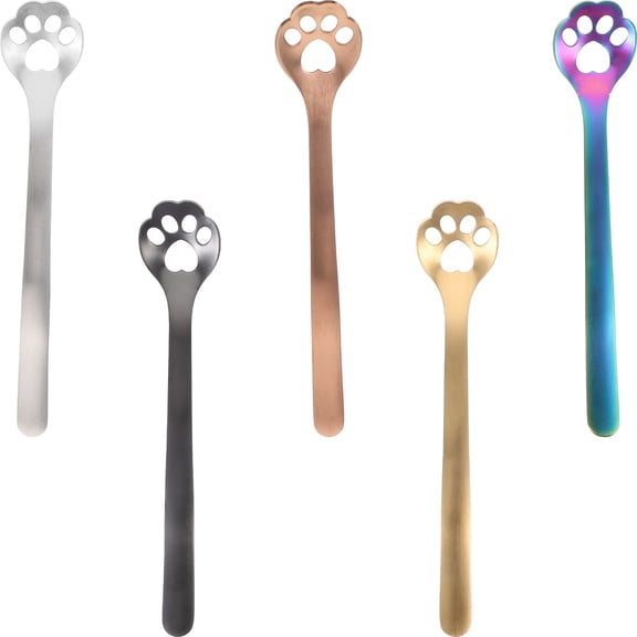 BESTYASH Cat Paw Stirring Spoons, 5-Piece Assorted , Cute Kitchen Utensils for Coffee, Tea, and Cooking