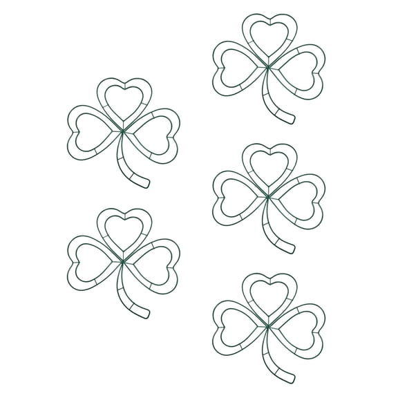 WORGEOUS 5pcs DIY St. Patrick's Day Four Leaf Iron Wreath Frame Green Shamrock Metal Wreath Form Irish Flower Wreath for Irish Festival Door Decorations