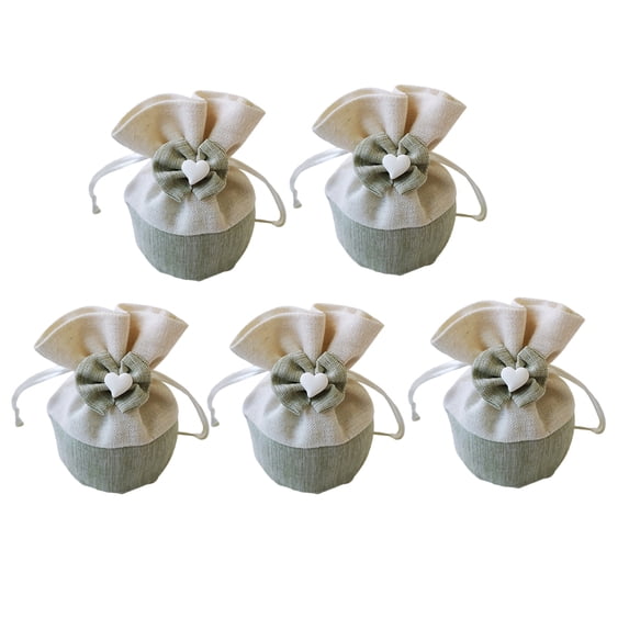 WORGEOUS 5-Pack Burlap Drawstring Bags, Rustic Candy Pouches for Handmade Storage, Wedding Favors, Party Supplies, and Packaging