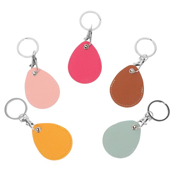 WORGEOUS 5pcs Keychain PU Card Cover with Key Ring Entrance Guard Card Cover Key Hanging Ornament