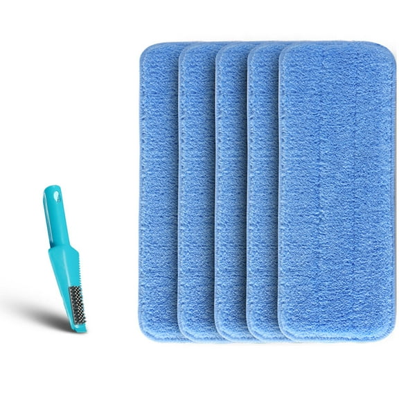 Worgeous 5pcs Non Hand Washing Mop Head Replace Cloth Water Spraying Clean Accessories Household Cleaning Paste Mop Cloth Floor Clean Tool for Corner Bathroom Kitchen (Blue)