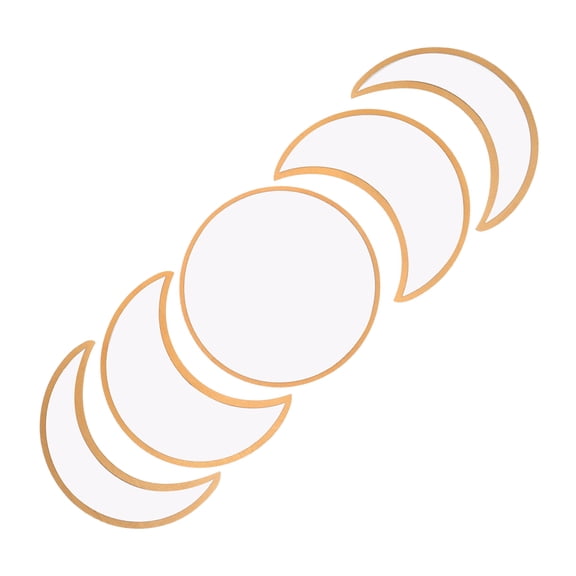 WORGEOUS 5pcs Nordic Style Moon Phase Mirror Wooden Frame Wall Mirror with High Clarity Reflection for Bedroom Bathroom Living Room
