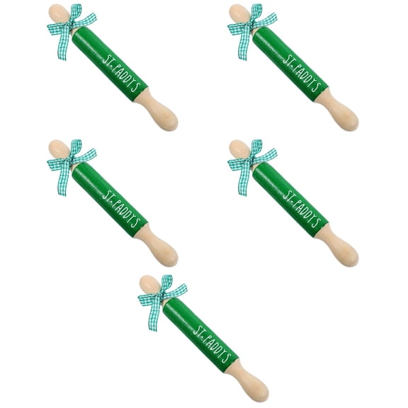 WORGEOUS 5pcs Saint Patrick's Day Rolling Pin Tiered Tray Decor Mini Rolling Pin with Bow Decoration