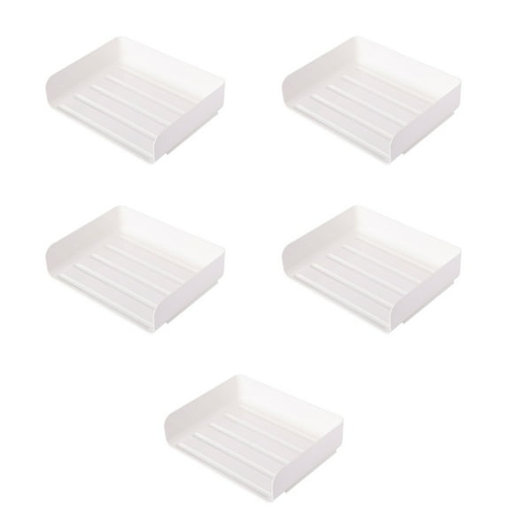 WORGEOUS 5pcs Stackable White Paper Trays Desktop Storage Racks File Document Letter Tray