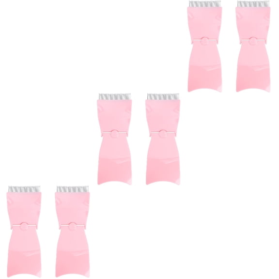 WORGEOUS 6 PCS  Eyebrow Comb Folding Steel Needle Brow Comb Portable Steel Needle Brow Comb Compact Brow Row Comb Practical Eyebrow Grooming Tool for Woman Lady Use Pink