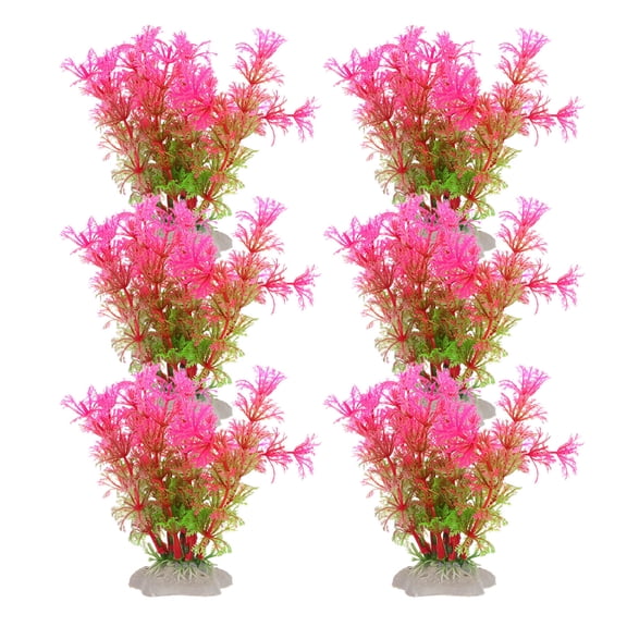 WORGEOUS  6 Pcs Aquarium Fake Aquatic Plants Fish Tank Decorations Small Pink