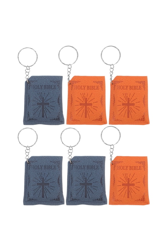 Prayer Key Chain Bible Keychains Blue 6Pcs