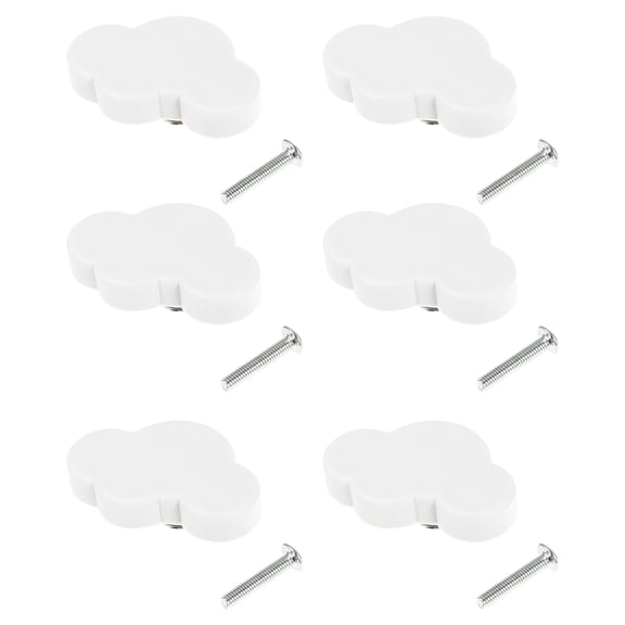 HINTRMENT White Cloud Shaped Furniture Pull Handle Soft Rubber Durable Zinc Alloy 6Pcs