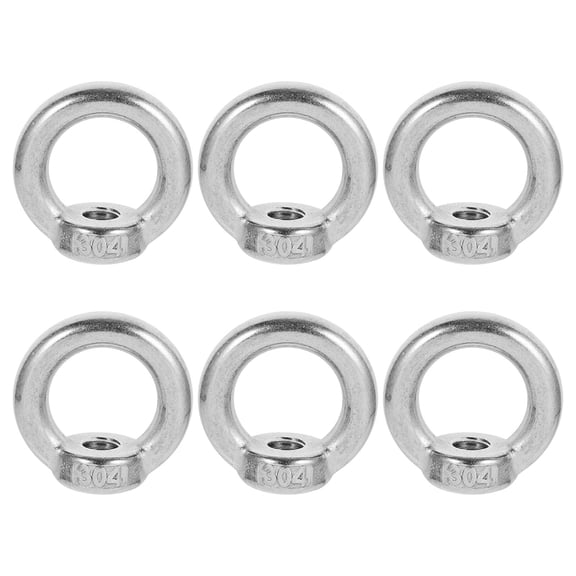 WORGEOUS 6 Pcs Feeder Stainless Steel Eye Nut Hand-twist Eye Bolt 3.00X3.00X1.70CM Silver