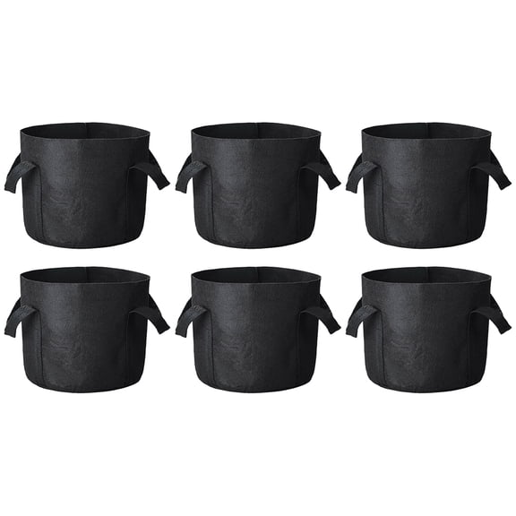 FUEENIRVA 6Pcs Black Round Felt Planting Pouches Reusable Plant Storage Bag for Vegetables
