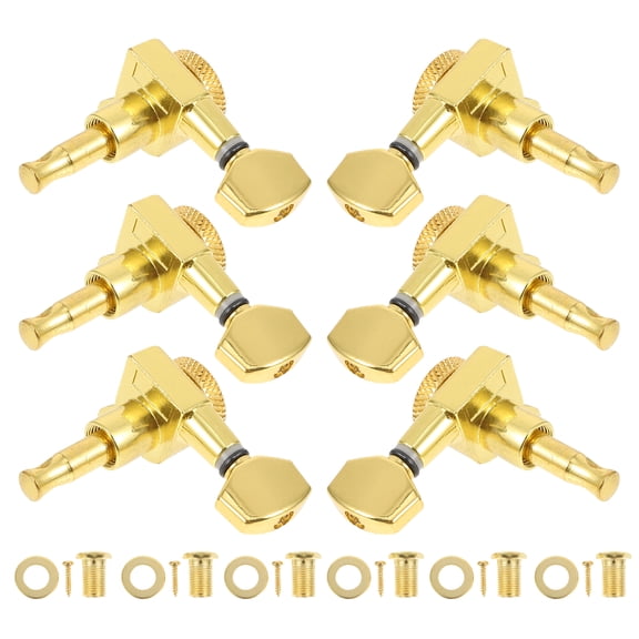 GETAJGHSD Guitar Locking Tuner ng Button Golden Alloy 6Pcs Set