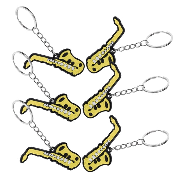 WORGEOUS 6 Pcs Musical Instrument Charms Key Chain Bag Keychains Student Baby Yellow