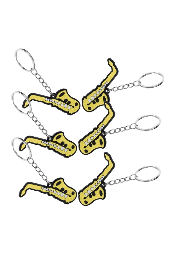 WORGEOUS 6 Pcs Musical Instrument Charms Key Chain Bag Keychains Student Baby Yellow