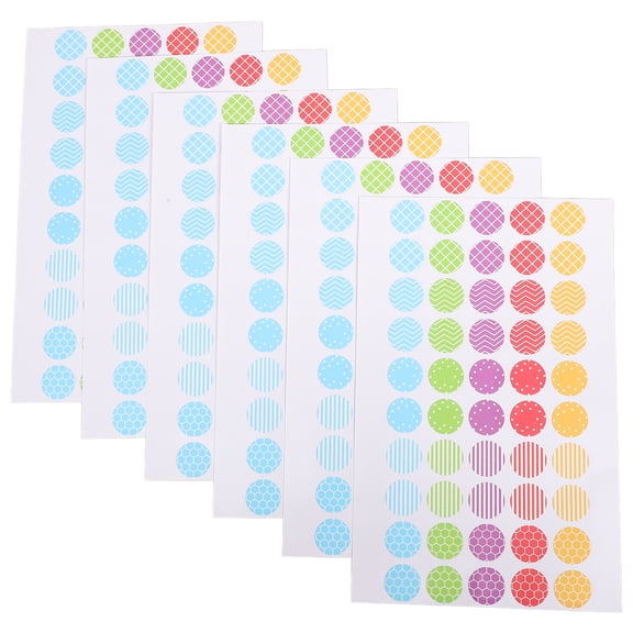 GETAJGHSD Round Reinforcement Stickers Assorted Color Loose-Leaf Paper Home Education 6 Sheets