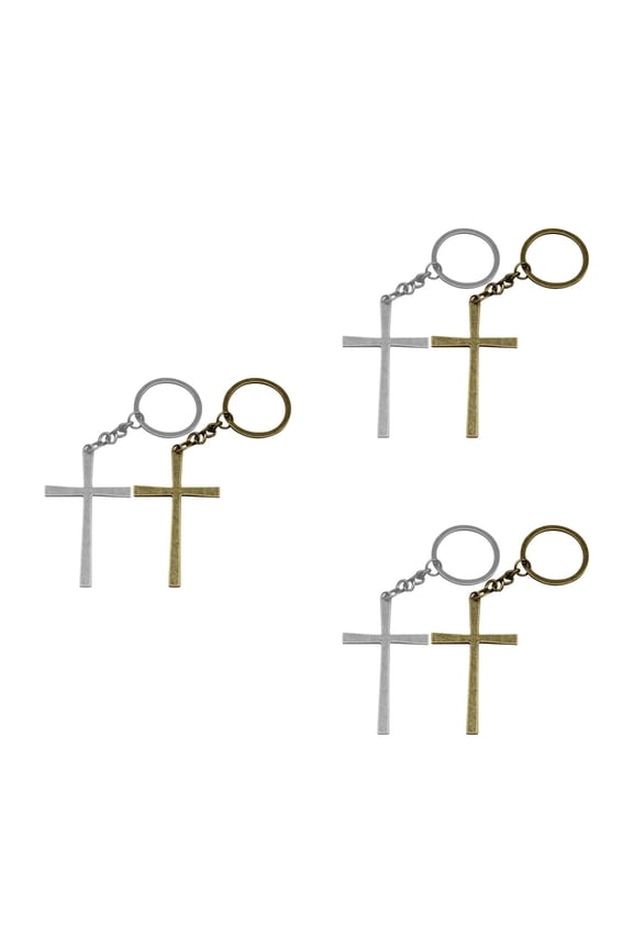 6 pcs Retro Cross Keychain For Car Keys Metal Keyring Small Decorative Pendant Keychain Cross Keychain Car Key Ring Backpack Cross Keychain