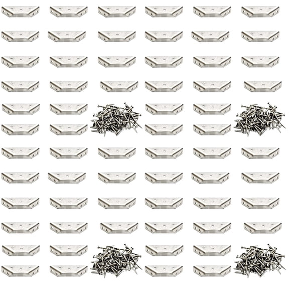 WORGEOUS 64 Sets Triangular Flange Angle Bracket Table Mending Plate Angle Corner Braces