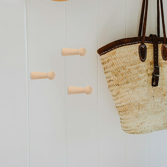 WORGEOUS Homeowners Wooden Wall Hook Peg 6Pcs Light Yellow