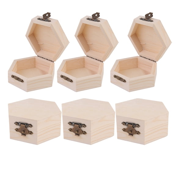 WORGEOUS 6Pcs DIY Wooden Storage Box Versatile Hexagonal Storage Container Jewelry Container Cosmetics Organizer Handicrafts Mould (Khaki)