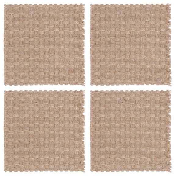 FUEENIRVA Set of 6 Beige Linen Place Mats Cup Mats for Dining Table Decoration and Everyday Use