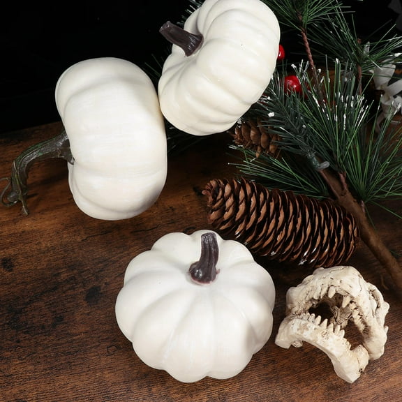 BESTYASH 6Pcs Artificial White Pumpkin Mold Premium Craft Material Decoration for Autumn