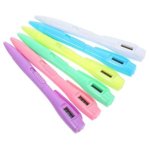 WORGEOUS 6pcs Ballpoint Pen Writing Pen Study Pen with Electrical Clock Decorative Fancy Pen Clock Embedded Pen Digital Clock Pen for Exams Note-Taking Writing Ballpoint Pen