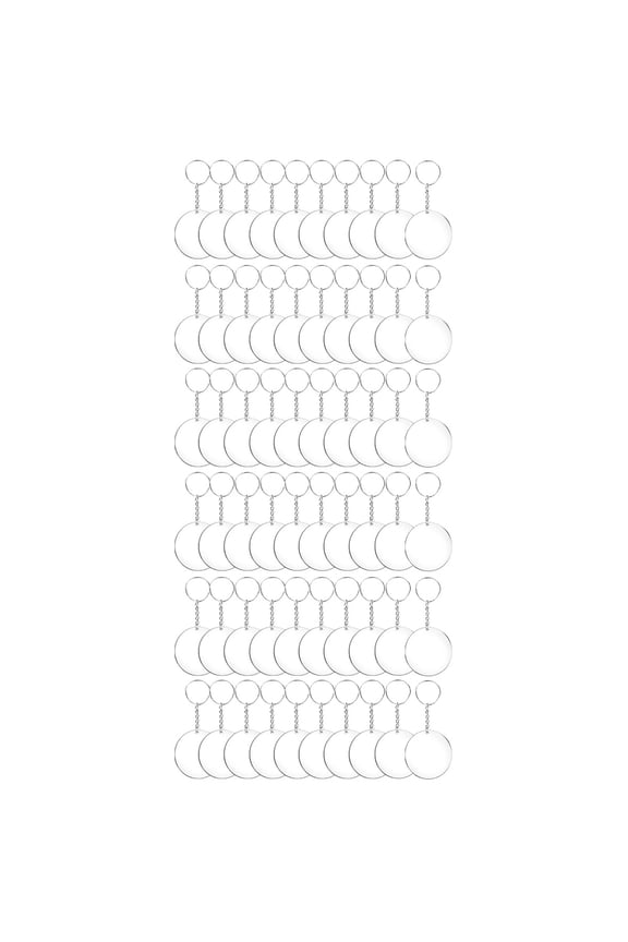 72 pcs Acrylic Transparent Circle Discs Set Key Chains Clear Round Acrylic Keychain Blanks Keychain for DIY (Transparent)