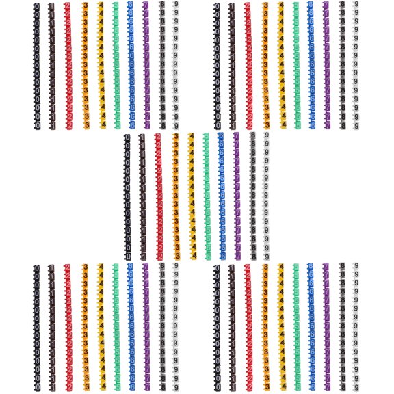 WORGEOUS 750 pcs Clip-on String Wire Marking DIY Plastic Digital Number Wire Label Tubes