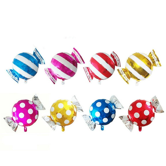 WORGEOUS 8 Pcs Candy Balloons Lollipop Balloons Aluminum Balloons for Birthday Party Decoration (Dot and Stripe)