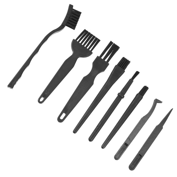 WORGEOUS 8 Pcs Computer Brush Keyboard Cleaning Kit Dusters for Electric Scrubber Black