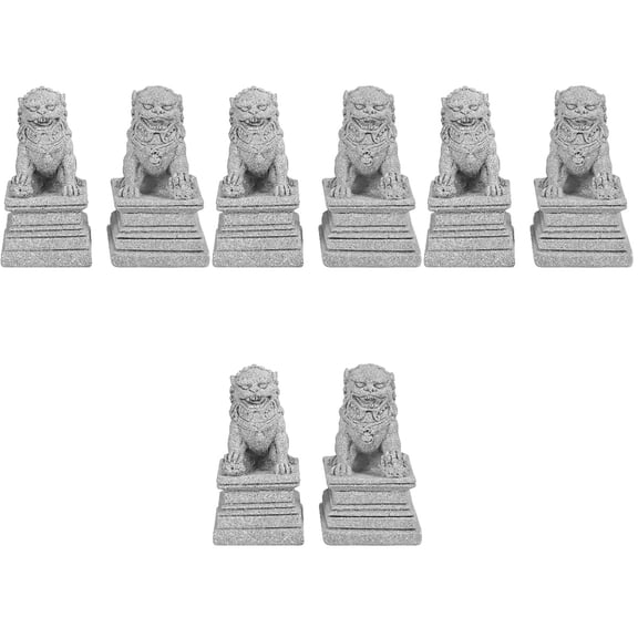 WORGEOUS 8 Pcs Mini Stone Lion Decor Chinese Style Lion Statue Desktop Feng Shui Adornment
