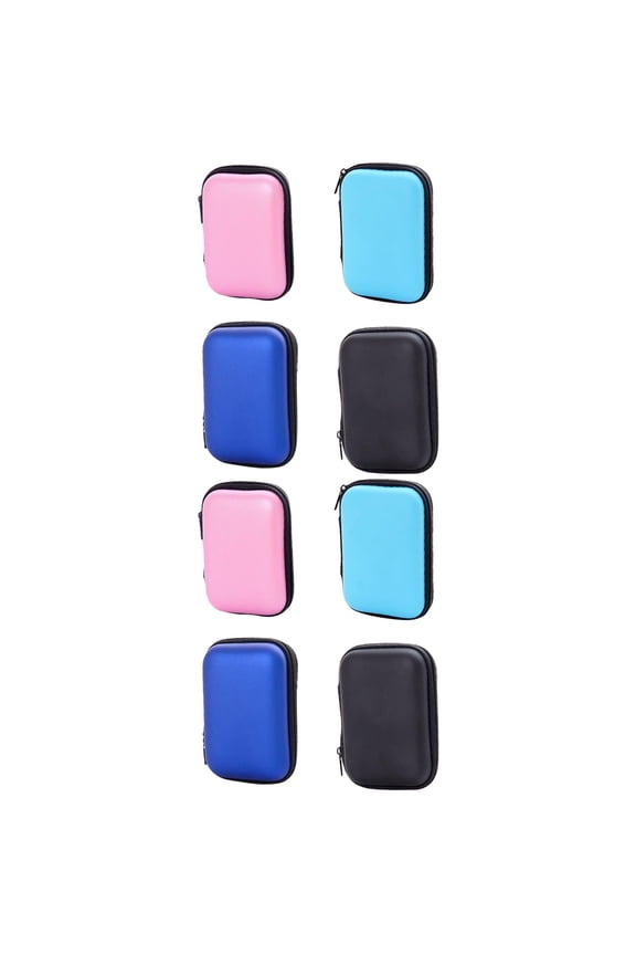Multi-Function Cable Bags Rectangular Coin Pouches Assorted Color for Storage 8Pcs