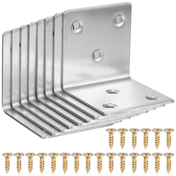WORGEOUS 8-Piece Stainless Steel Corner Brackets Repair Plates for Furniture and Woodwork Support