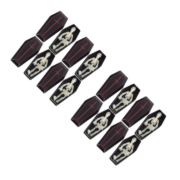 WORGEOUS 8 Sets Mini Coffin with Skeleton Funny Prank Props Halloween Decoration Creative Tabletop Decor for Halloween Party Stage Props