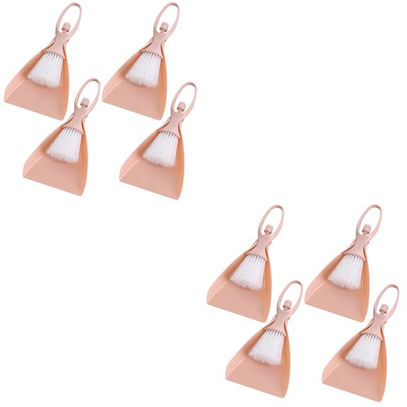 WORGEOUS 8 Sets  Practical Mini Broom and Dustpan Set Cleaning Tools Adornment for Home Desktop Pets Cleaning (Pink)