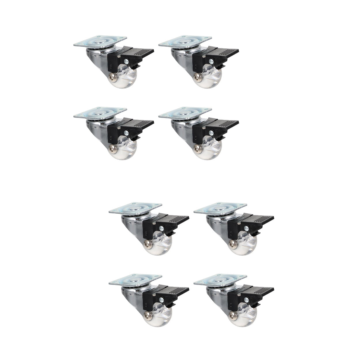 WORGEOUS 8 pcs  1.5 Inch Caster Wheels PU Heavy Duty Caster Wheels with Brake Replacement