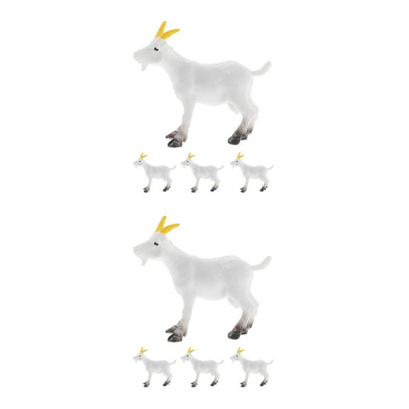 Worgeous 8 pcs  Mini Simulation PVC Farm Animals Goats Sheep Model Ornaments Fake Goat Model Simulation Fake Sheep Decoration Desktop Ornament