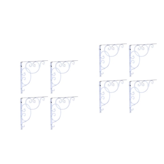 WORGEOUS 8 pcs  Wall Mounted Floral Style Shelf Brackets for Bookrack / Calpboard / Set Box (White)
