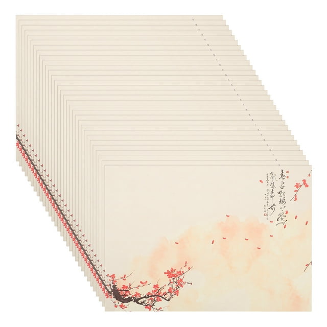 WORGEOUS  80 Sheets Plum Blossom Stationery Pastel Paper Ream Vinyl Sticker Retro Decor Writing