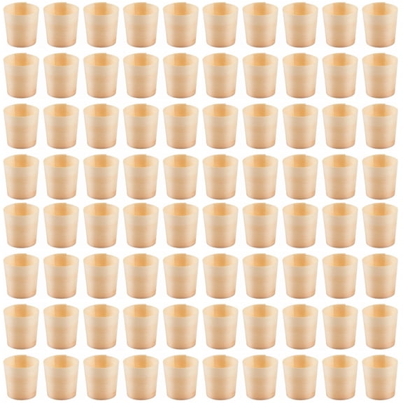 WORGEOUS 80 pcs 4. 5CM Wooden Cups Biodegradable Wood Mugs Drinks Cups Dessert Serving Cups Wedding Party Tablewares Set