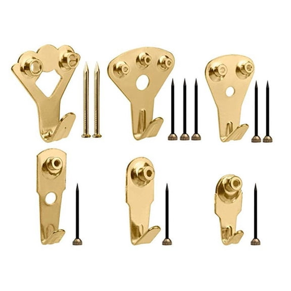WORGEOUS  84 Pcs Painting Hanging Supplies Metal Hook Back of Door Hooks Wall Hangers Heavy Duty Golden