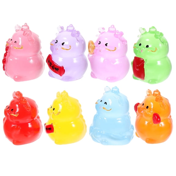 WORGEOUS 8pcs Glow In The Dark Resin Dragon Statue Mini Dragon Figurine Micro Landscape Mini Animal Decor(Mixed Style)
