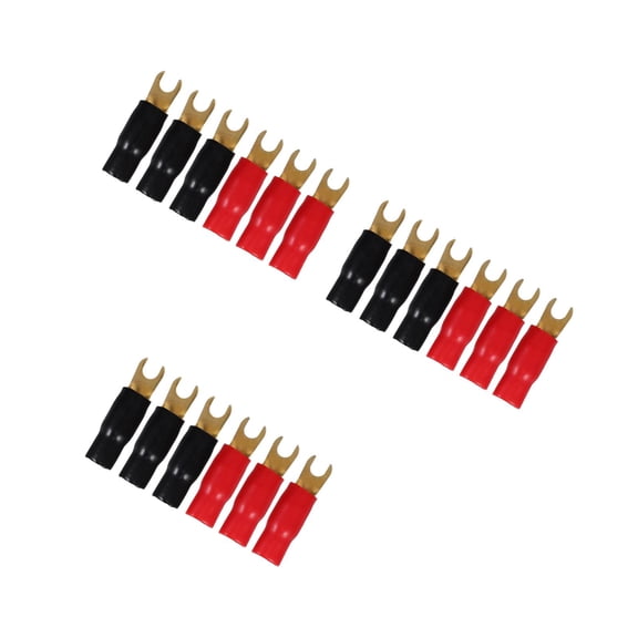 WORGEOUS 9 Pairs Plated 0 Gauge Spade Terminal Crimp Connectors Adapters Crimp Barrier Spades for Speaker Wire Cable Terminal Plug - 0GA ( )