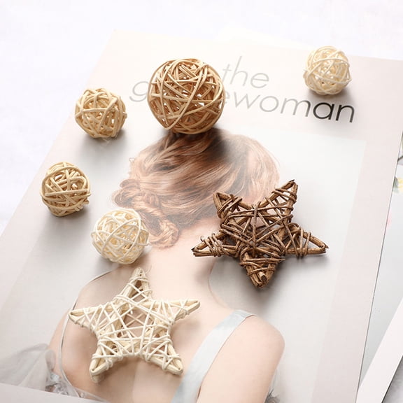 CIMAXIC Center Table Decor Rattan Balls Assorted Color 9Pcs Tabletop Decoration