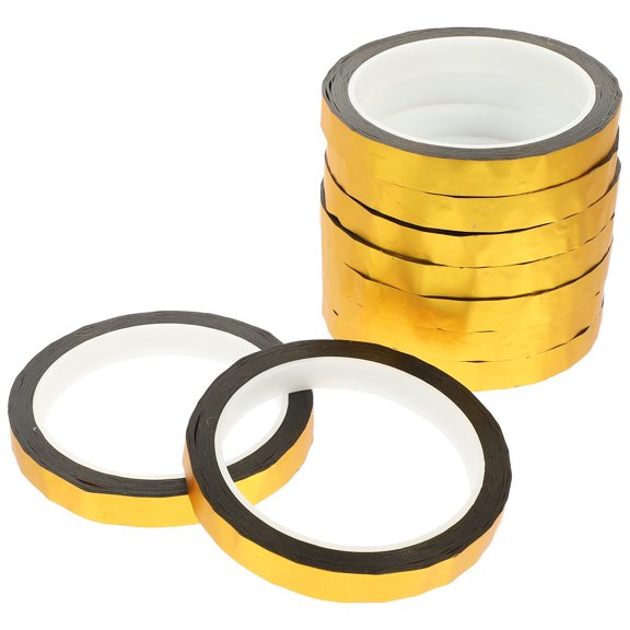 WORGEOUS  9 Rolls Shiny Gold Tape Mirror Wall Decor Golden Small Sturdy