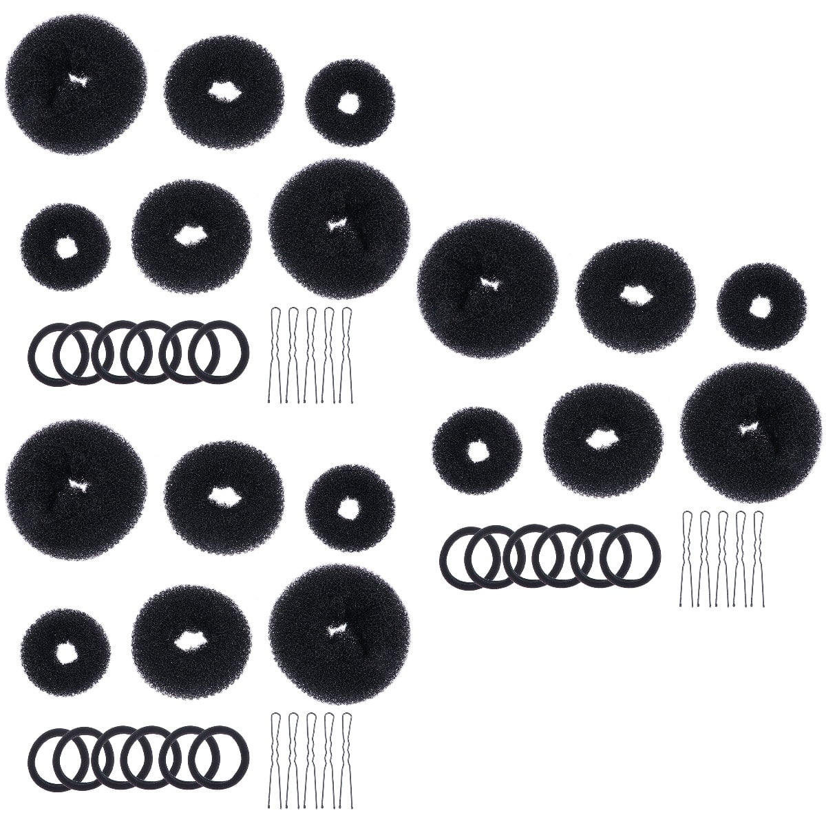 WORGEOUS 9 Sets  Hair Donut Bun Makers Woman Hair Ties Bun Makers U-shaped Hairpins