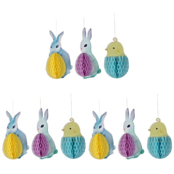 GETAJGHSD Festive Rabbit Honeycomb Balls for Easter Party Decoration 9Pcs