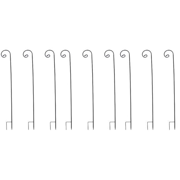WORGEOUS 9 pcs  Garden Insert Iron Rod Outdoor Ground Inserting Hook Black Bird Feeder Stand