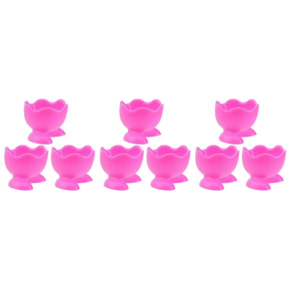 WORGEOUS 9 pcs Silicone Egg Cup Holders Boiled Egg Serving Cups Creative Heat Resistant Egg Cooker Cups (Red)
