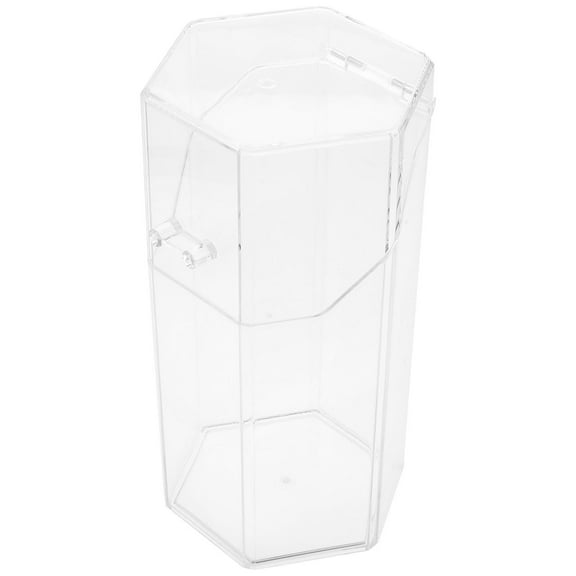 Mobutofu Dustproof Makeup Brush Storage Tube Acrylic Hexagonal 1Pack 4.3x3.9x8.1in