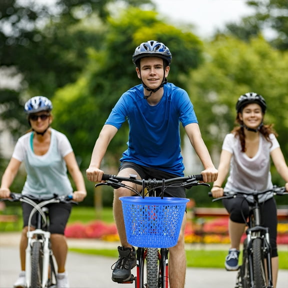WORGEOUS Blue Plastic Bike Storage Basket for Outdoor Use Durable Large Capacity Handlebar Basket Fits Most